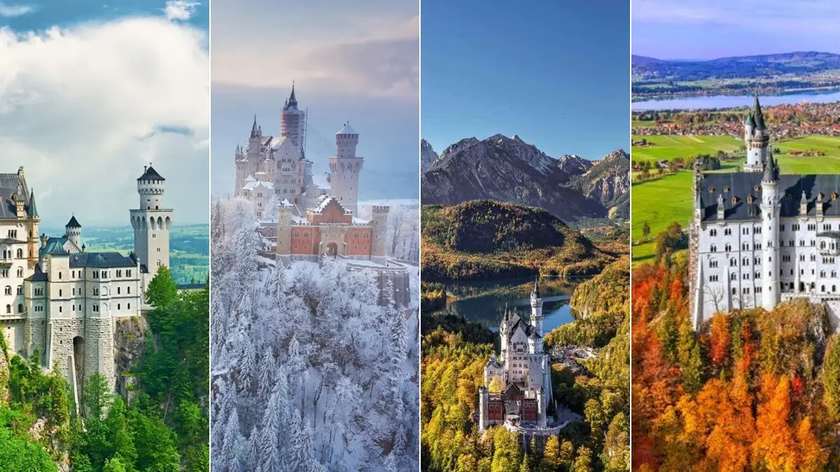 neuschwanstein castle in all seasons