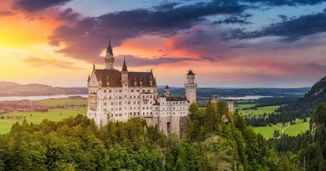 Neuschwanstein Castle view on a spring day
